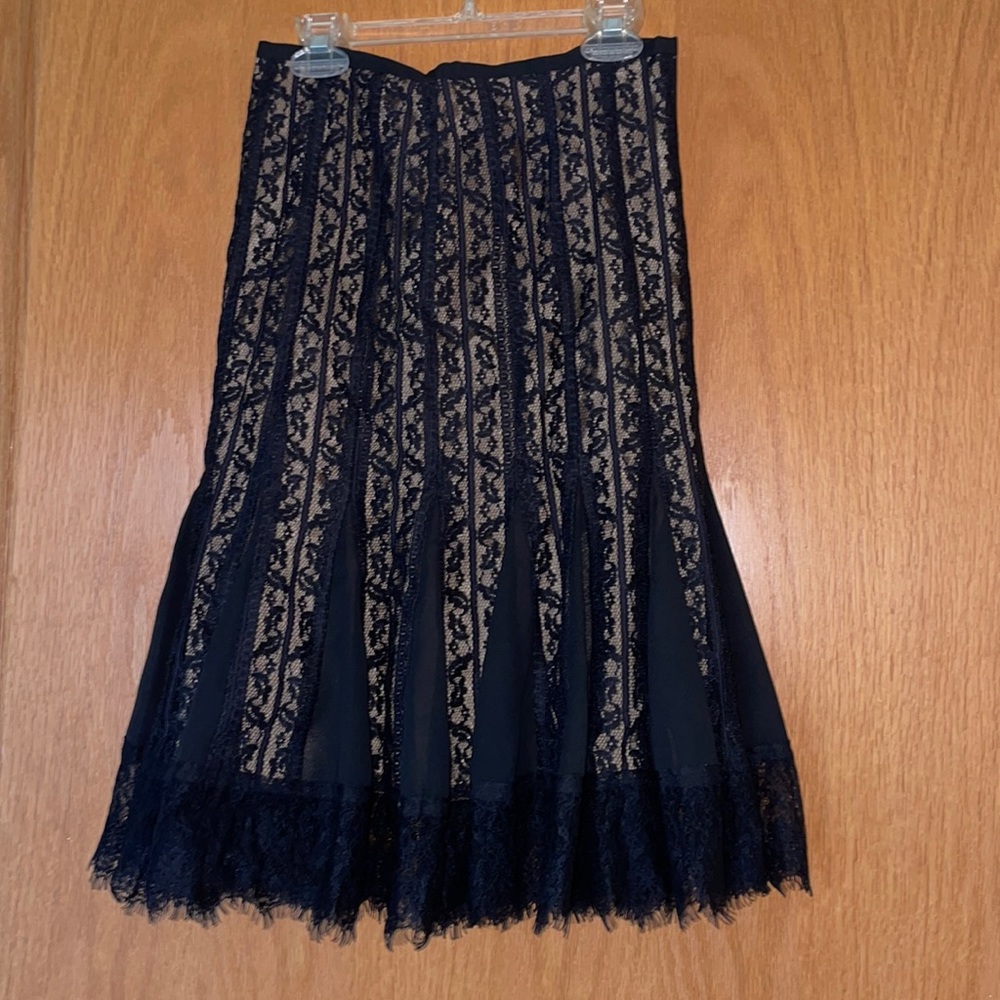 New with tags Black lace skirt over tan underskirt